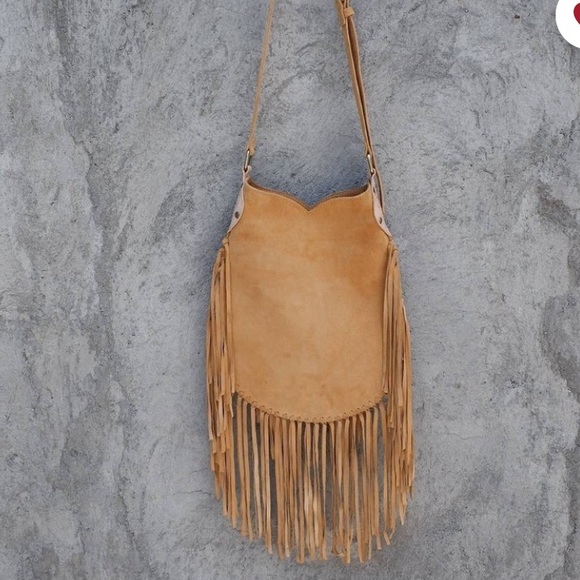 Bohemian boho leather fringe crossover purse bag - Picture 8 of 9